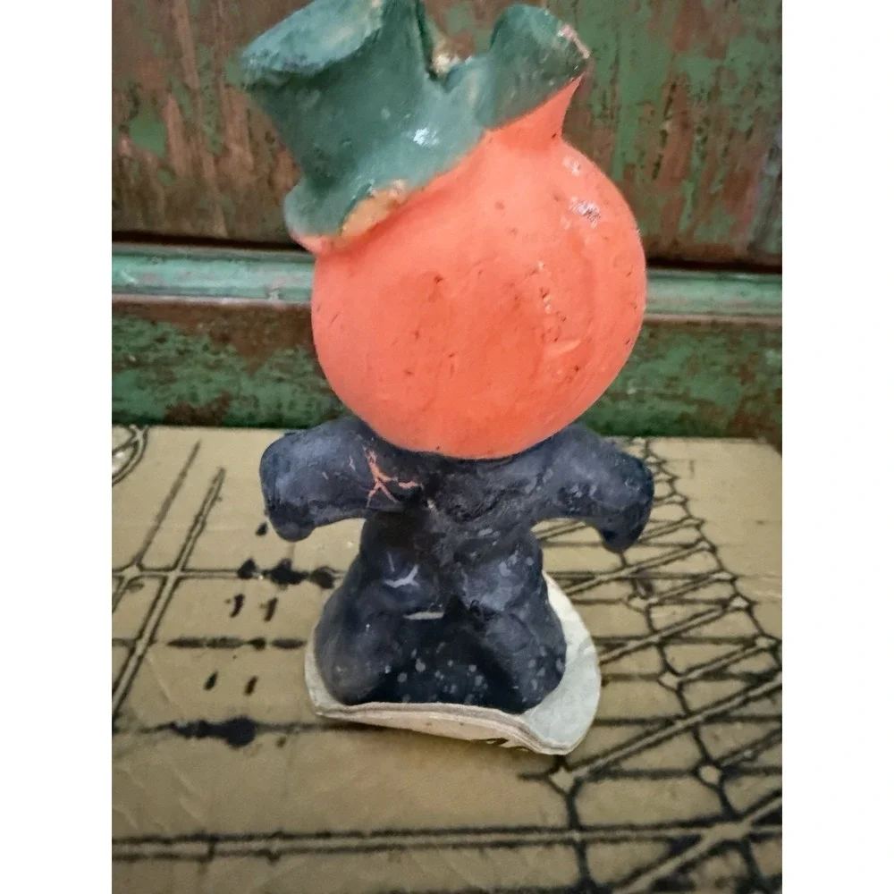 Vintage Gurley Halloween Pumpkin Man Jack-O-Lantern Candle